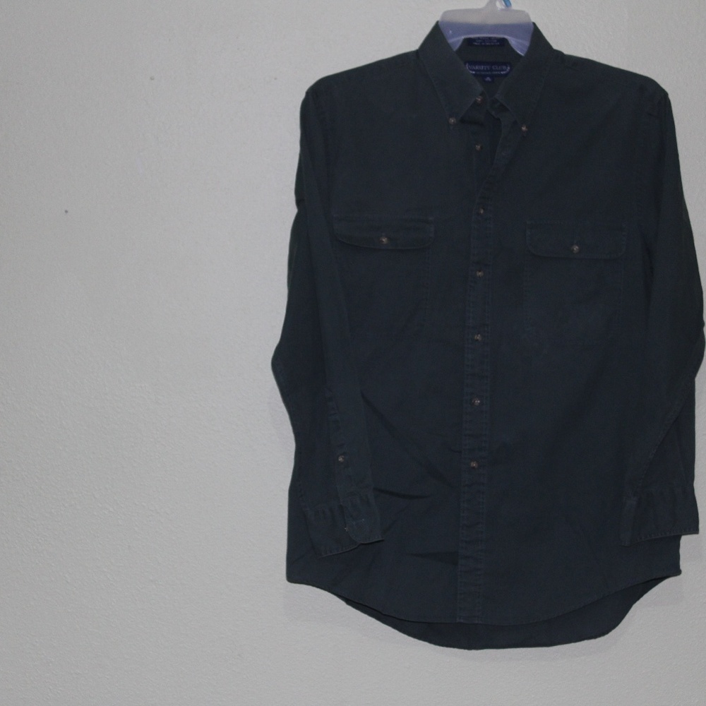 Mens Long Sleeve Shirt, Varsity Club, Forest green